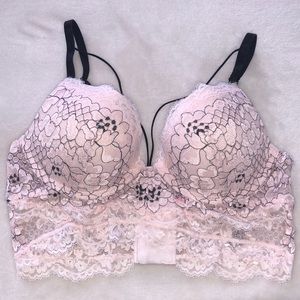 LaSenza Pink/Black Lace Padded Bralette Size:Small